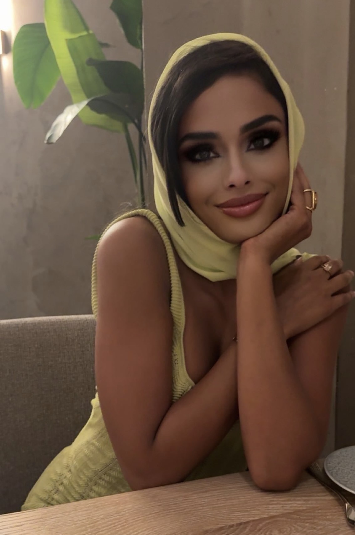 Portrait of Liz in soft champagne silk